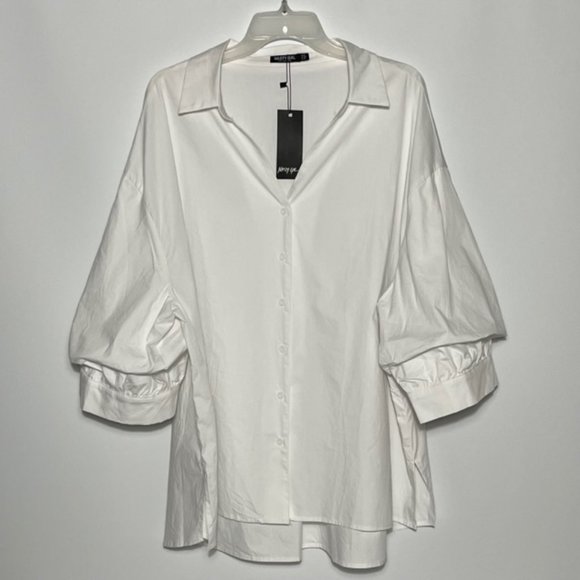 Nasty Gal Tops - NASTY GAL White Puff Sleeve Shirt NWT